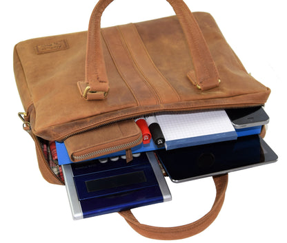 Menzo MB12 -14 Zoll Laptoptasche Büffelleder/deltabraun