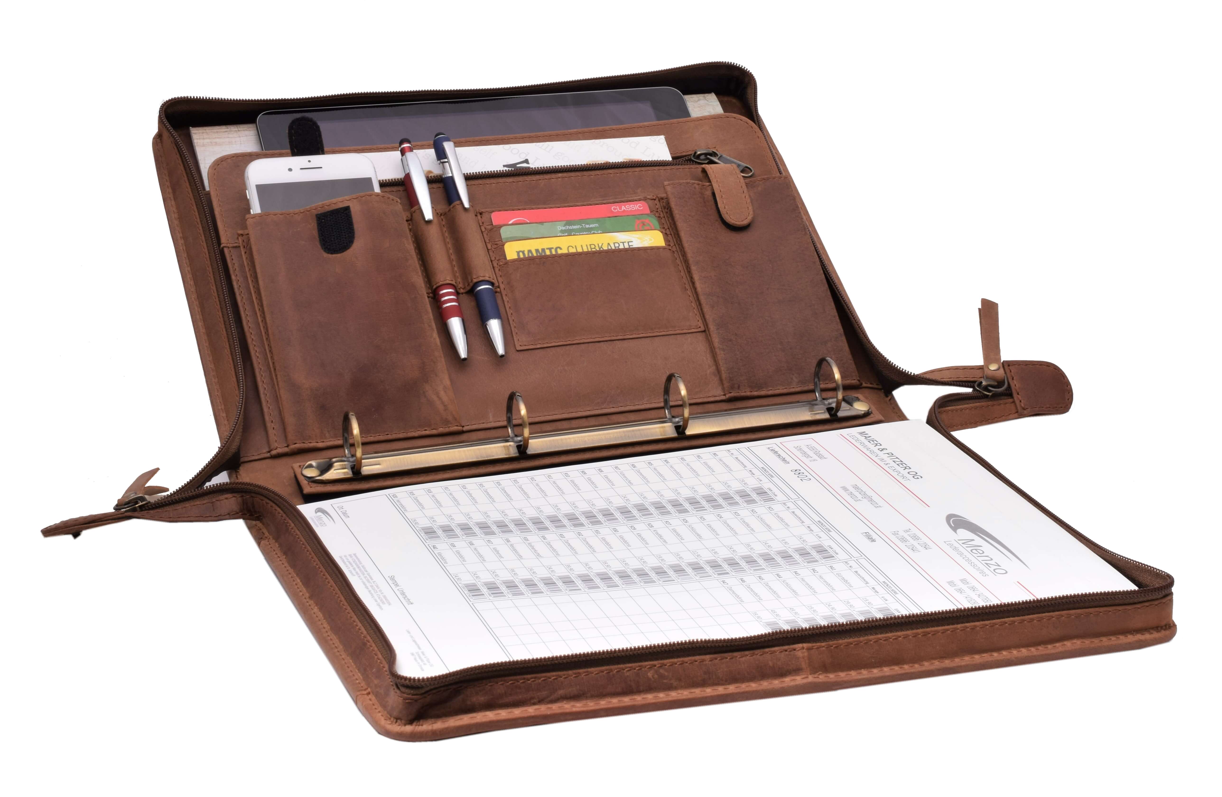 Menzo MB24 Schreibmappe A4 Büffelleder/deltabraun