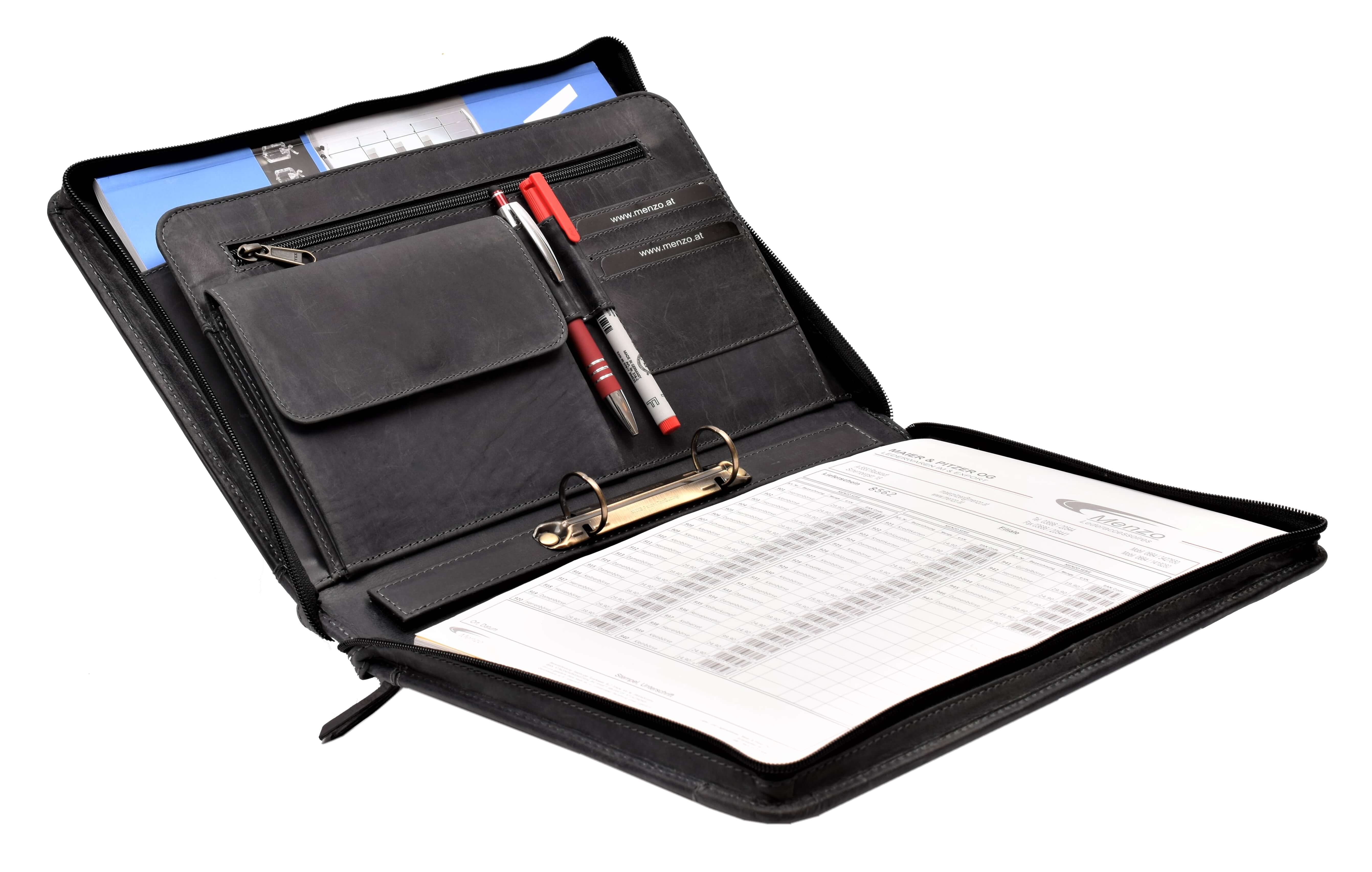 Menzo MB55 Dokumentenmappe A4 Büffelleder/schwarz