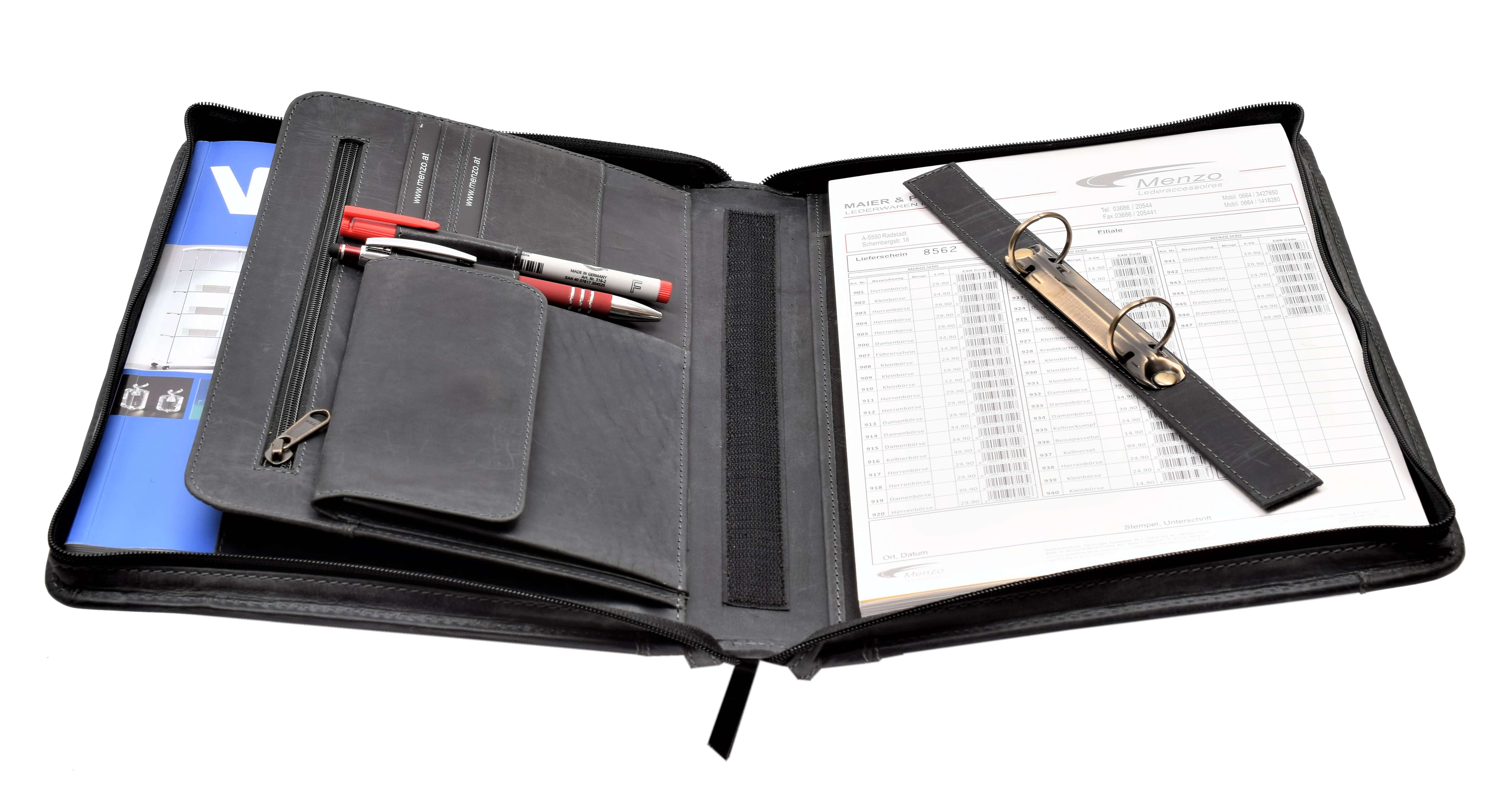 Menzo MB55 Dokumentenmappe A4 Büffelleder/schwarz