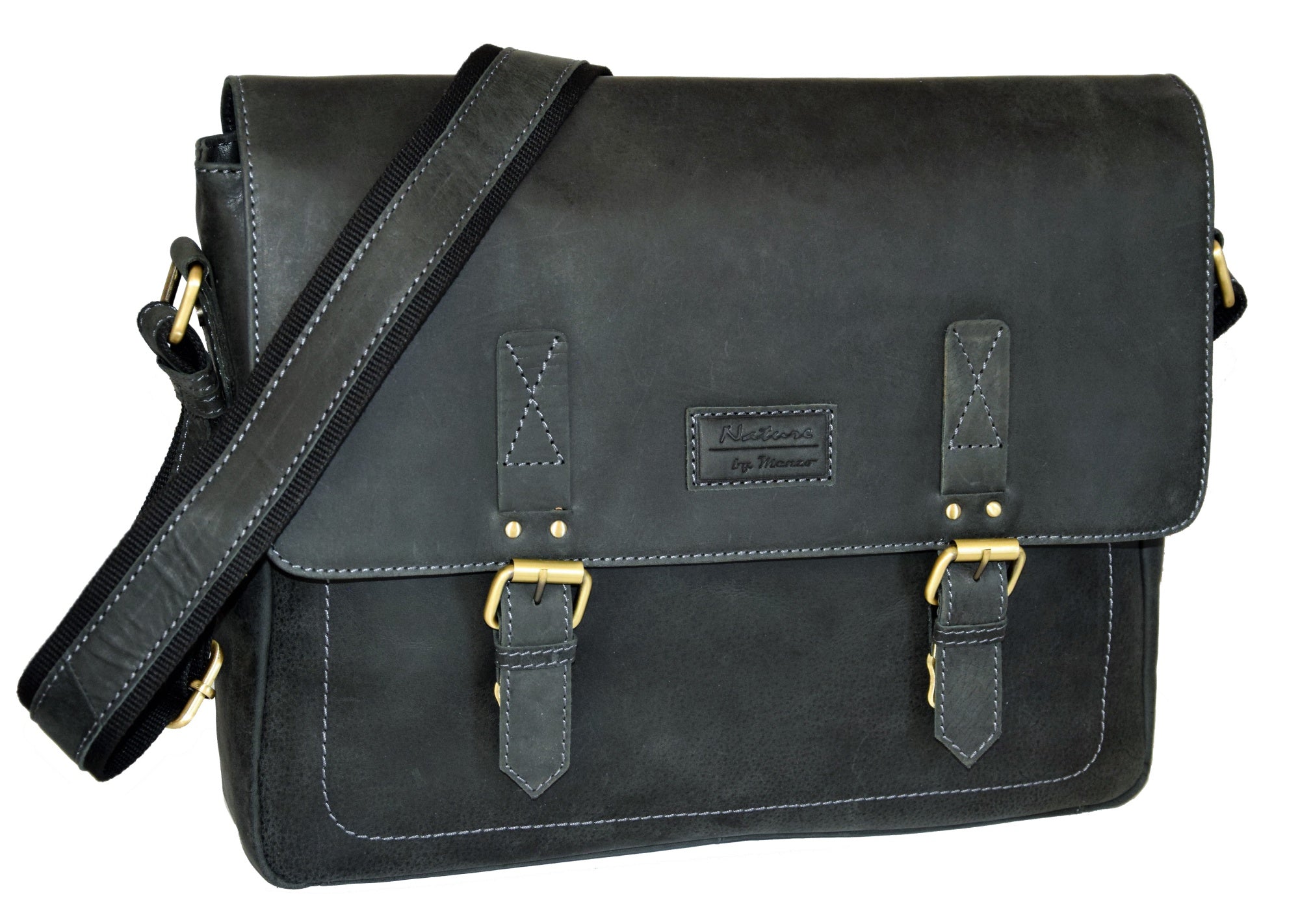 Menzo MB5 - 15,6 Zoll Laptoptasche Büffelleder / Schwarz
