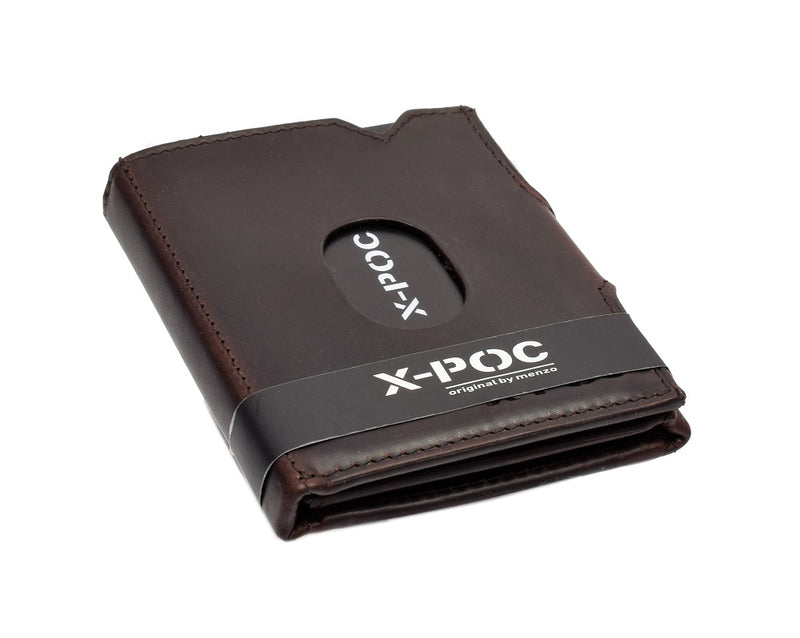 X-POC 949 Kreditkarten Slim-Wallet mit Münzfach Rindsleder/dunkelbraun