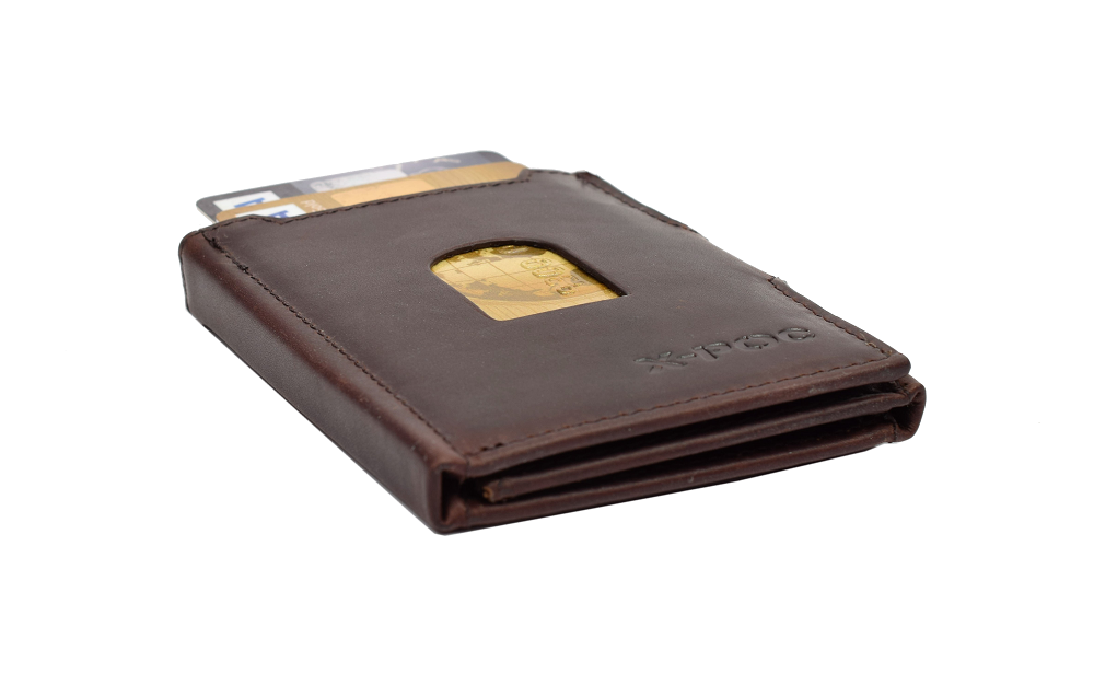 X-POC 7048 Kreditkarten Slim-Wallet Rindsleder/ dunkelbraun